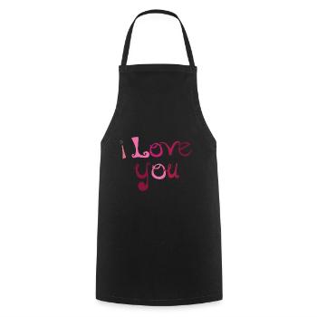 je t'aime - Tablier de cuisine - noir - Devant - AI Model Male 185 dark (185cm)