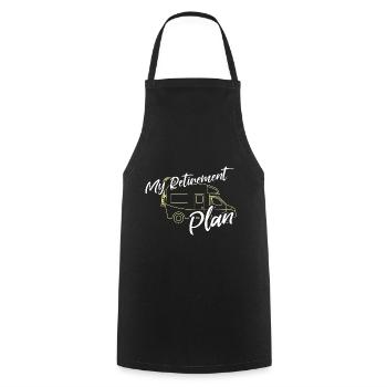Camping fahren Mein Rentenplan Rentner Spruch - Kochschürze - Schwarz - Vorne - AI Model Male 185 dark (185cm)