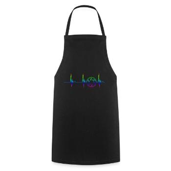 LGBT Regenbogen Kamera Linse Herzschlag EKG Puls F - Kochschürze - Schwarz - Vorne - AI Model Male 185 dark (185cm)