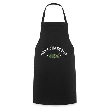 Cadeau papy chasseur chasse sanglier - Tablier de cuisine - noir - Devant - AI Model Male 185 dark (185cm)
