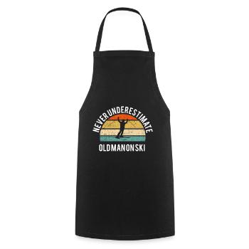Never underestimate the old man on skis - Cooking Apron - black - Front - AI Model Male 185 dark (185cm)