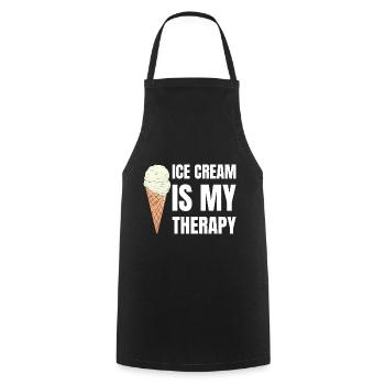 La crème glacée est ma thérapie Eiscreme - Tablier de cuisine - noir - Devant - AI Model Male 185 dark (185cm)