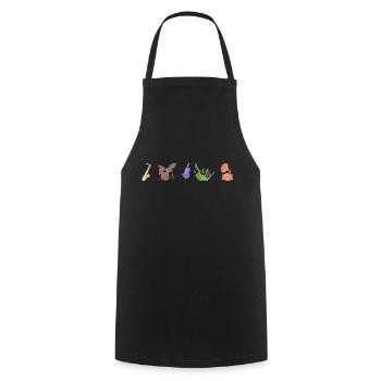 Boho Line Art Design, Series "Music" - Cooking Apron - black - Front - AI Model Male 185 dark (185cm)