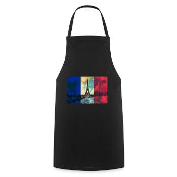 Paris Skyline Tour Eiffel France Drapeau Drapeau - Tablier de cuisine - noir - Devant - AI Model Male 185 dark (185cm)