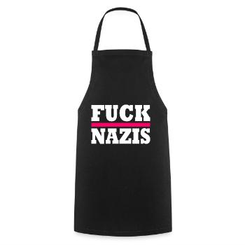 Fuck nazis - Kochschürze - Schwarz - Vorne - AI Model Male 185 dark (185cm)
