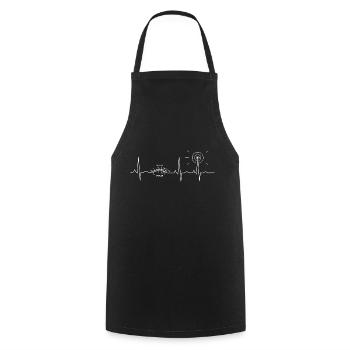 Amateur radio heartbeat motif - Cooking Apron - black - Front - AI Model Male 185 dark (185cm)
