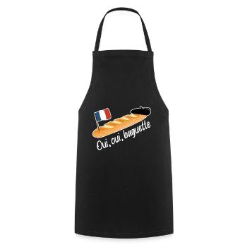 Oui Oui Baguette - Funny French Food - Cooking Apron - black - Front - AI Model Male 185 dark (185cm)