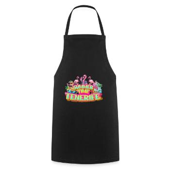 Teneriffa Sommer Flamingo Palmen Strand Meer - Kochschürze - Schwarz - Vorne - AI Model Male 185 dark (185cm)