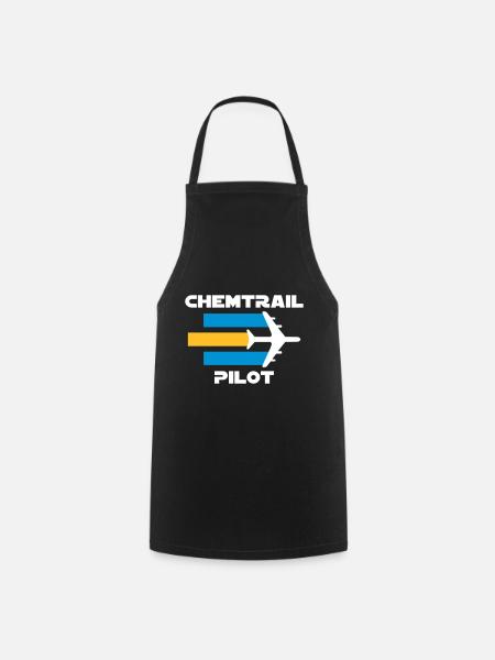 Chemtrailpilot (Flugzeug mit Chemtrails) - Kochschürze - Schwarz