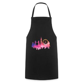 London England UK Stadt Skyline Splash Bunt - Kochschürze - Schwarz - Vorne - AI Model Male 185 dark (185cm)