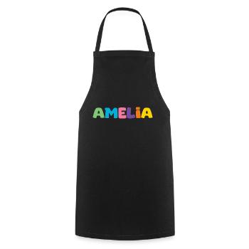 Name - Amelia - Kochschürze - Schwarz - Vorne - AI Model Male 185 dark (185cm)