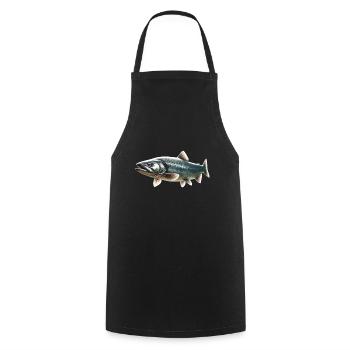 Lachs - Kochschürze - Schwarz - Vorne - AI Model Male 185 dark (185cm)