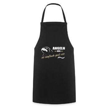 Angeln Retro - Weil es einfach geil ist - Kochschürze - Schwarz - Vorne - AI Model Male 185 dark (185cm)