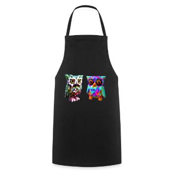 Hiboux polygonaux - Tablier de cuisine - noir - Devant - AI Model Male 185 dark (185cm)