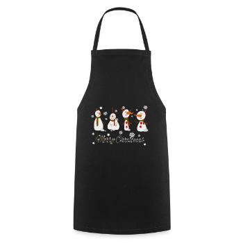 Snowmen Snowflake Merry Christmas 2020 - Cooking Apron - black - Front - AI Model Male 185 dark (185cm)