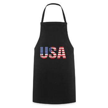 USA Amérique Flag Vintage US - Tablier de cuisine - noir - Devant - AI Model Male 185 dark (185cm)