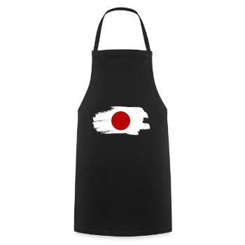 Japan Flagge Used Look Nihon Japanische Fahne - Kochschürze - Schwarz - Vorne - AI Model Male 185 dark (185cm)