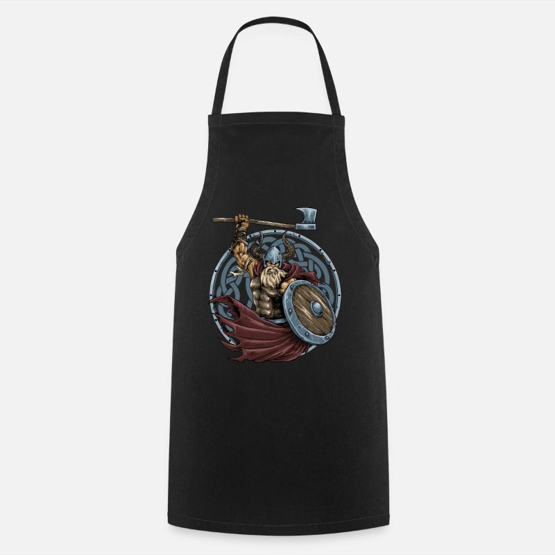 Viking warrior ax beard - Cooking Apron - black