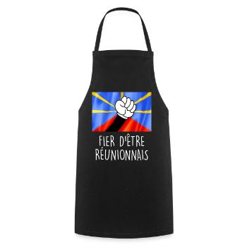 Fier d'être réunionnais Cadeau Drapeau Réunion - Tablier de cuisine - noir - Devant - AI Model Male 185 dark (185cm)