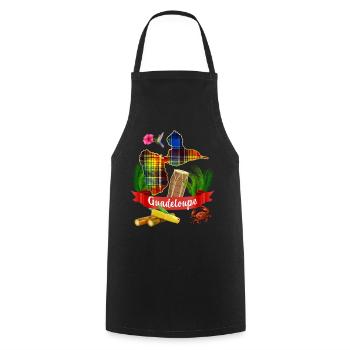 Guadeloupe Madras et Tambour Gwo-ka - Tablier de cuisine - noir - Devant - AI Model Male 185 dark (185cm)