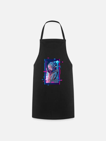 Cyber Futuristic Girl - Anime Shirt - Cooking Apron - black
