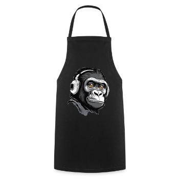 Gorille cool avec des écouteurs - Tablier de cuisine - noir - Devant - AI Model Male 185 dark (185cm)