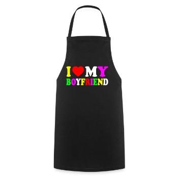 I love my boyfriend - Kochschürze - Schwarz - Vorne - AI Model Male 185 dark (185cm)