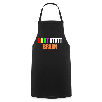 bunt statt braun - Kochschürze - Schwarz - Vorne - AI Model Male 185 dark (185cm)
