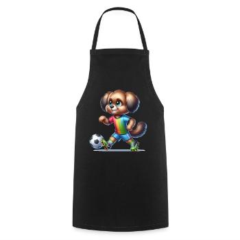 Chien de joueur de football mignon - Tablier de cuisine - noir - Devant - AI Model Male 185 dark (185cm)