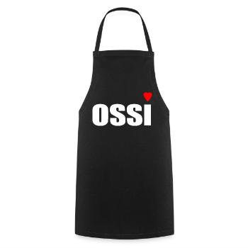 Ossi avec cœur rouge - Tablier de cuisine - noir - Devant - AI Model Male 185 dark (185cm)