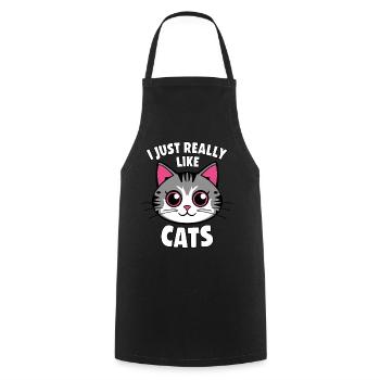 Chat Chats Amoureux Chat Propriétaire Chaton - Tablier de cuisine - noir - Devant - AI Model Male 185 dark (185cm)