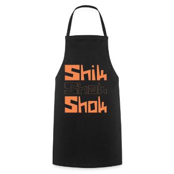 Shik Shak Shok quadratische Buchstaben im Graffiti-Stil - Kochschürze - Schwarz - Vorne - AI Model Male 185 dark (185cm)