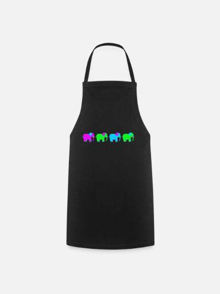 four colorful elephants - Cooking Apron - black