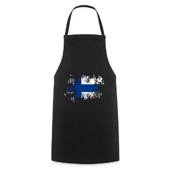 Finnland Flagge Farbspritzer Land Suomi Klecks - Kochschürze - Schwarz - Vorne - AI Model Male 185 dark (185cm)