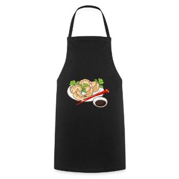 Dumplings Teller - Kochschürze - Schwarz - Vorne - AI Model Male 185 dark (185cm)