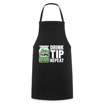 Barkeeper Trinkgeldgefäß Trinkgeld Kellner - Kochschürze - Schwarz - Vorne - AI Model Male 185 dark (185cm)