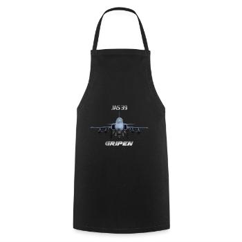 JAS39 Gripen schwedisches Kampfflugzeug - Kochschürze - Schwarz - Vorne - AI Model Male 185 dark (185cm)