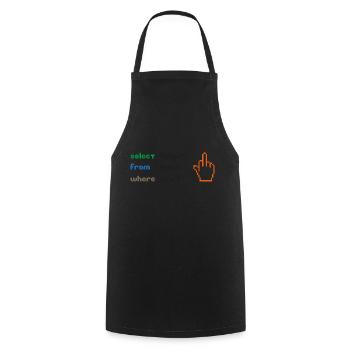 Funny SQL Query: 8-Bit Middle Finger for Geeks - Cooking Apron - black - Front - AI Model Male 185 dark (185cm)