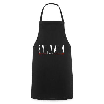 Sylvain tshirt personnalisé prénom sylvain - Tablier de cuisine - noir - Devant - AI Model Male 185 dark (185cm)