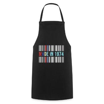 1974 birthday 48 years 48th anniversary retro barcode - Cooking Apron - black - Front - AI Model Male 185 dark (185cm)