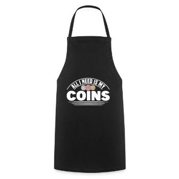 Coin Collector Numismatics Coin Collecting Coin Collection - Cooking Apron - black - Front - AI Model Male 185 dark (185cm)