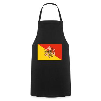 Sicile Drapeau Italie Palermo Trinacria Italia - Tablier de cuisine - noir - Devant - AI Model Male 185 dark (185cm)