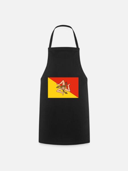 Sicile Drapeau Italie Palermo Trinacria Italia - Tablier de cuisine - noir