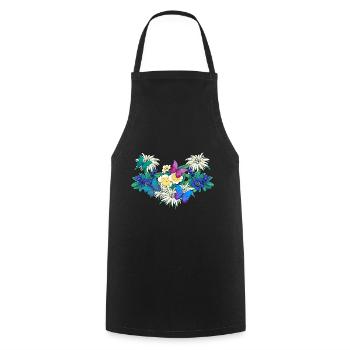 Early Spring Season Flowers Butterflies - Cooking Apron - black - Front - AI Model Male 185 dark (185cm)