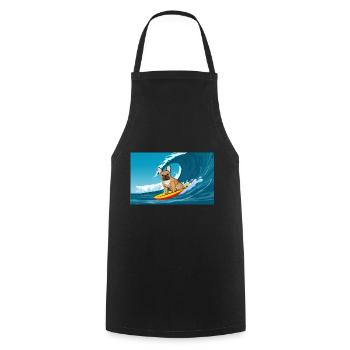 Bouledogue Français Propriétaire Beach Dog Surfing Planche de surf - Tablier de cuisine - noir - Devant - AI Model Male 185 dark (185cm)