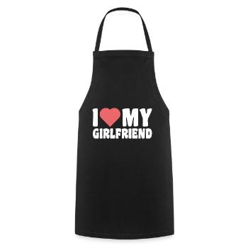I Love My Girlfriend I Love My Girlfriend Valentine's Day - Cooking Apron - black - Front - AI Model Male 185 dark (185cm)