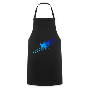 Damen Herren Posaunist Posaunistin Blechblasinstru - Kochschürze - Schwarz - Vorne - AI Model Male 185 dark (185cm)