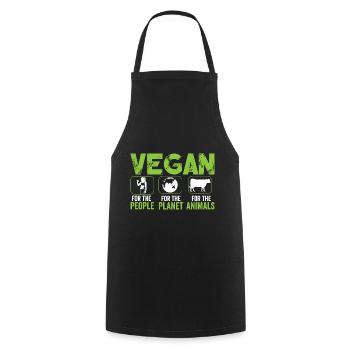 Vegan for People for Planet for Animals - Kochschürze - Schwarz - Vorne - AI Model Male 185 dark (185cm)