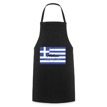 Athen - Hauptstadt mit GPS & Flagge - Kochschürze - Schwarz - Vorne - AI Model Male 185 dark (185cm)