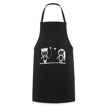 Joyeuse Saint-Valentin Couple Cadeau de Saint-Valentin Amour - Tablier de cuisine - noir - Devant - AI Model Male 185 dark (185cm)